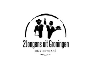 Logo ontwerp voor 2 Jongens uit Groningen met chefkok en ober silhouetten