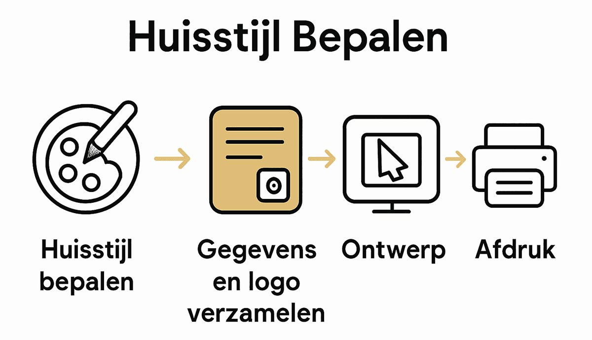 Infographic met vier stappen van briefpapierontwerp