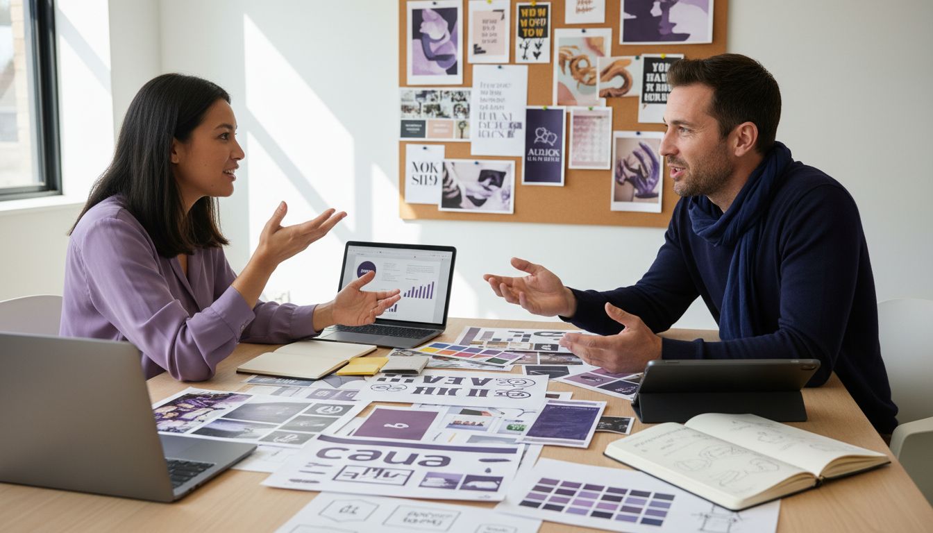 Er wordt druk overlegd met handgebaren over branding