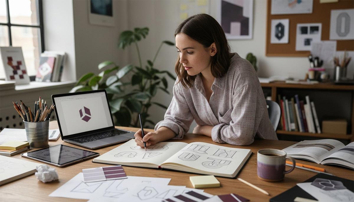 Logo ontwerpproces realistisch