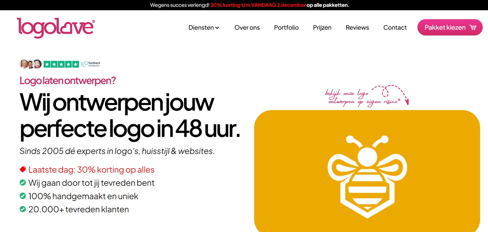 Screenshot van de website logolove.nl